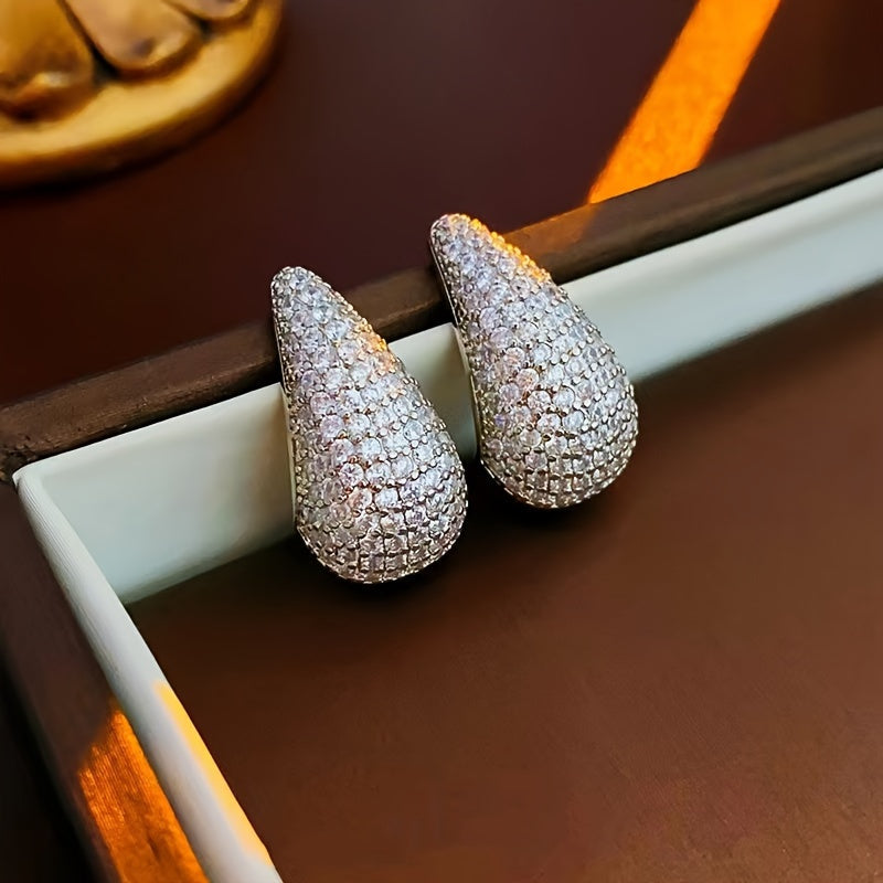 Vintage Water Drop Zirconia Stud Earring
