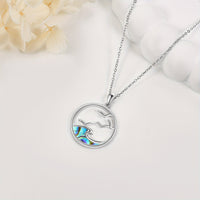 Silver Seagull & Ocean Wave Pendant Necklace