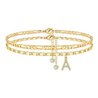 2 Piece Diamond Initial Anklet Set