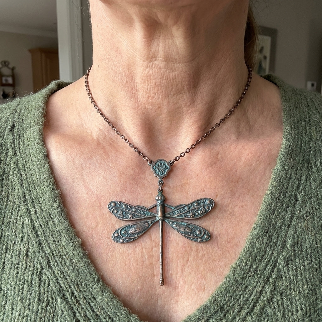 Bohemian Multicolored Beads Dragonfly Necklace