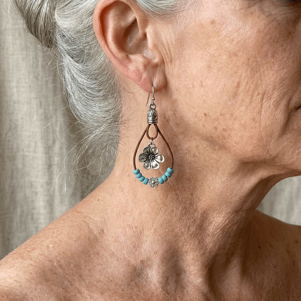 Bohemian Plum Blossom Turquoise Beads Pendant Earrings