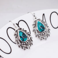 Bohemian Vintage Style Filigree Turquoise Pendant Earrings