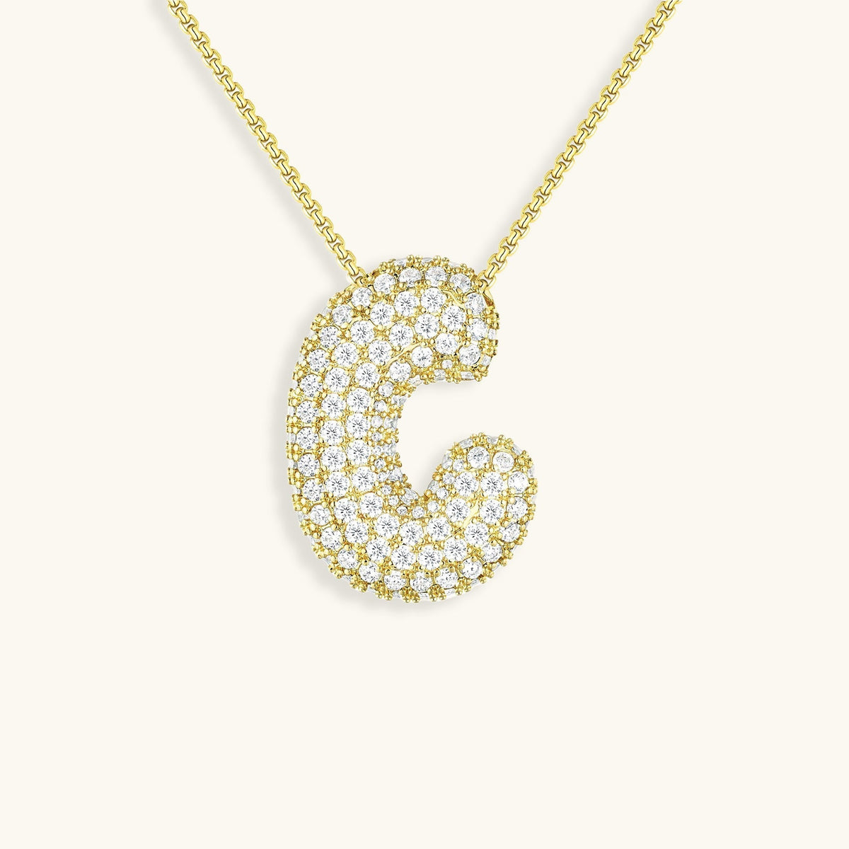 Pavé Diamond Bubble Initial Necklace