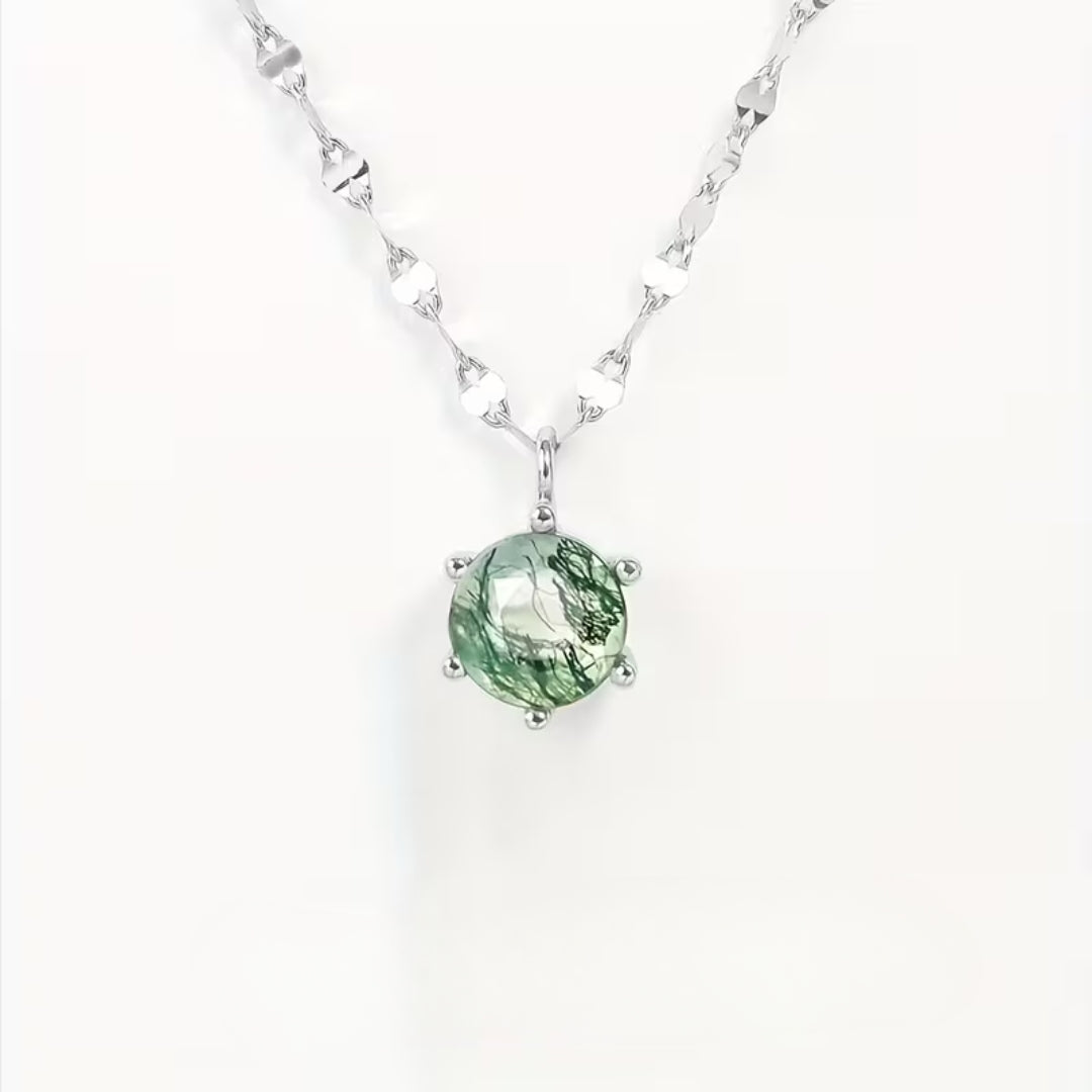 Moss Agate Round Necklace