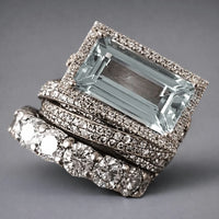 Vintage Silver Turquoise Glass Ring Set