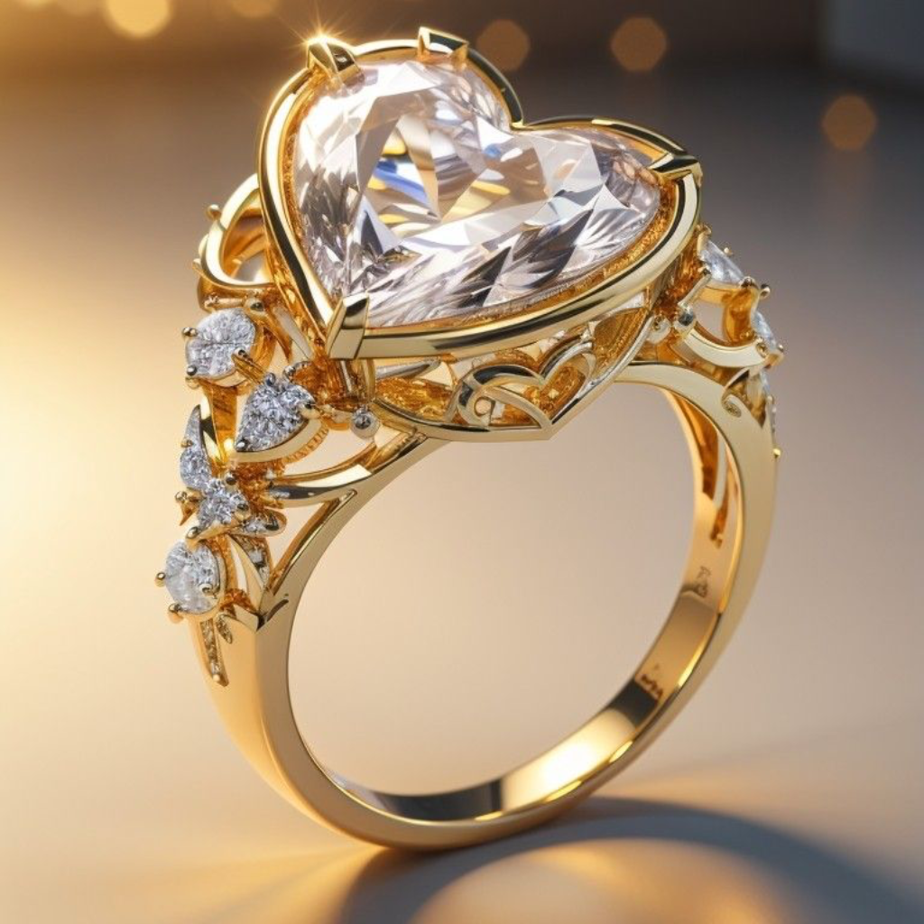 Heart Crown Halo Ring