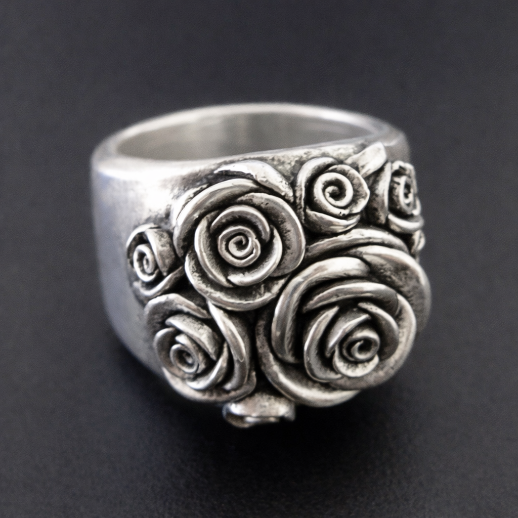 Elegant Handcrafted Rose Bouquet Statement Ring