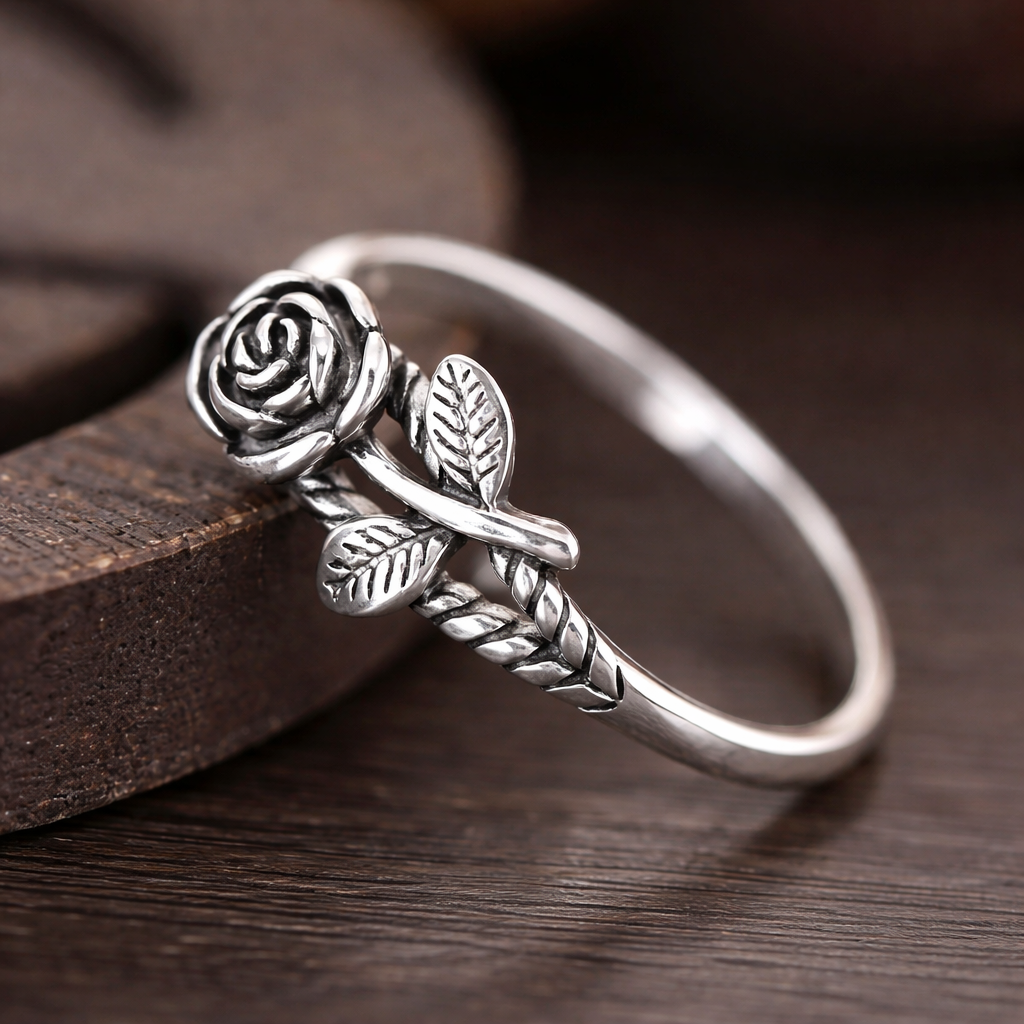 Elegant Retro Style Rose Flower Ring