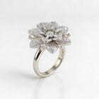 Elegant Vintage Style Silver Plated Floral Diamond Ring