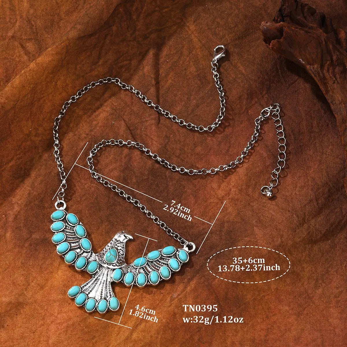 Bohemian Southwestern Turquoise Eagle Pendant Necklace