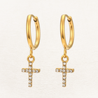 Lieke Crystal Cross Earrings Gold