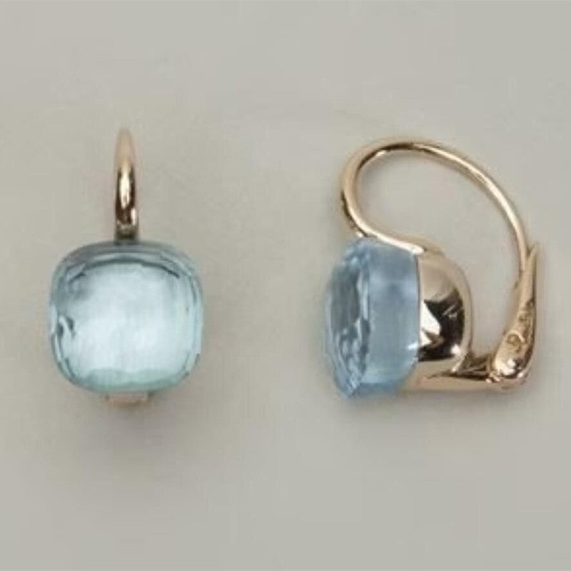 Vintage Elegant Blue Inlaid Zirconia Earrings