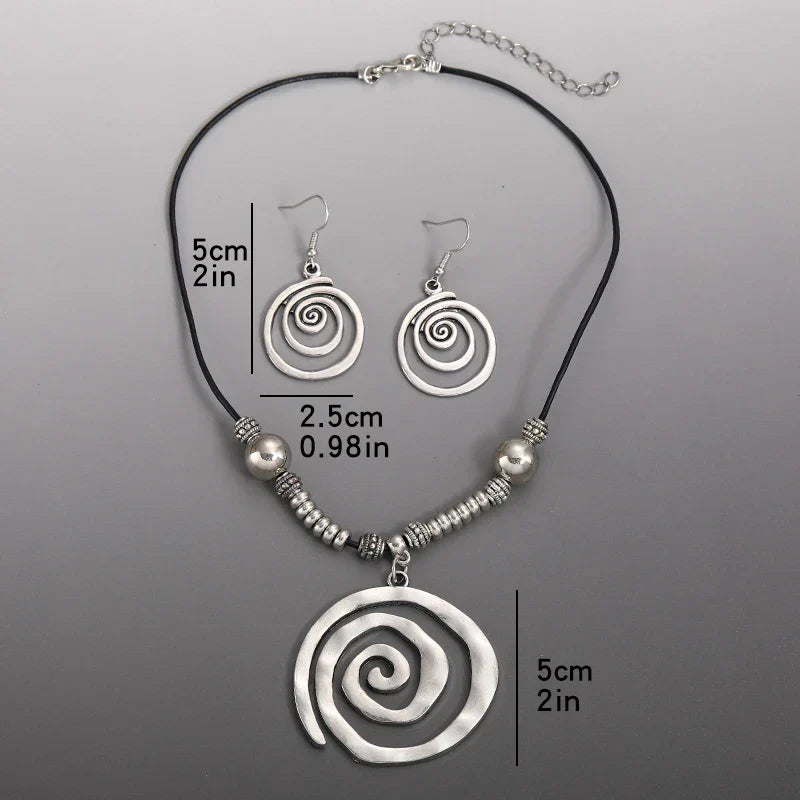 Bohemian Spiral Necklace and Earrings Set