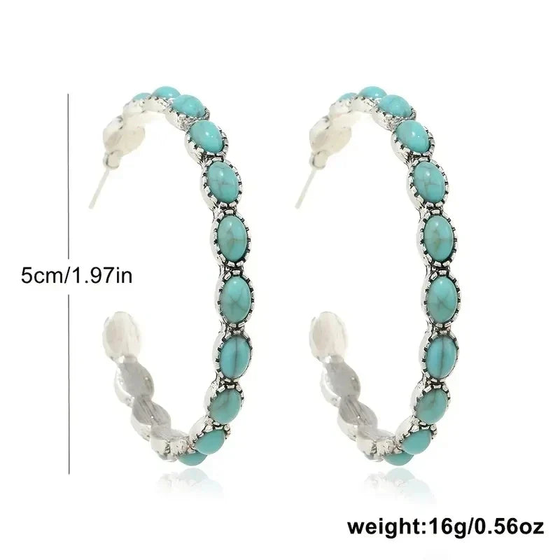 Vintage Oval Silver Hoop Earrings