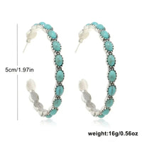 Vintage Oval Silver Hoop Earrings
