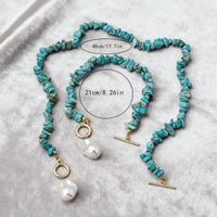 Turquoise Chip & Baroque Pearl Toggle Necklace