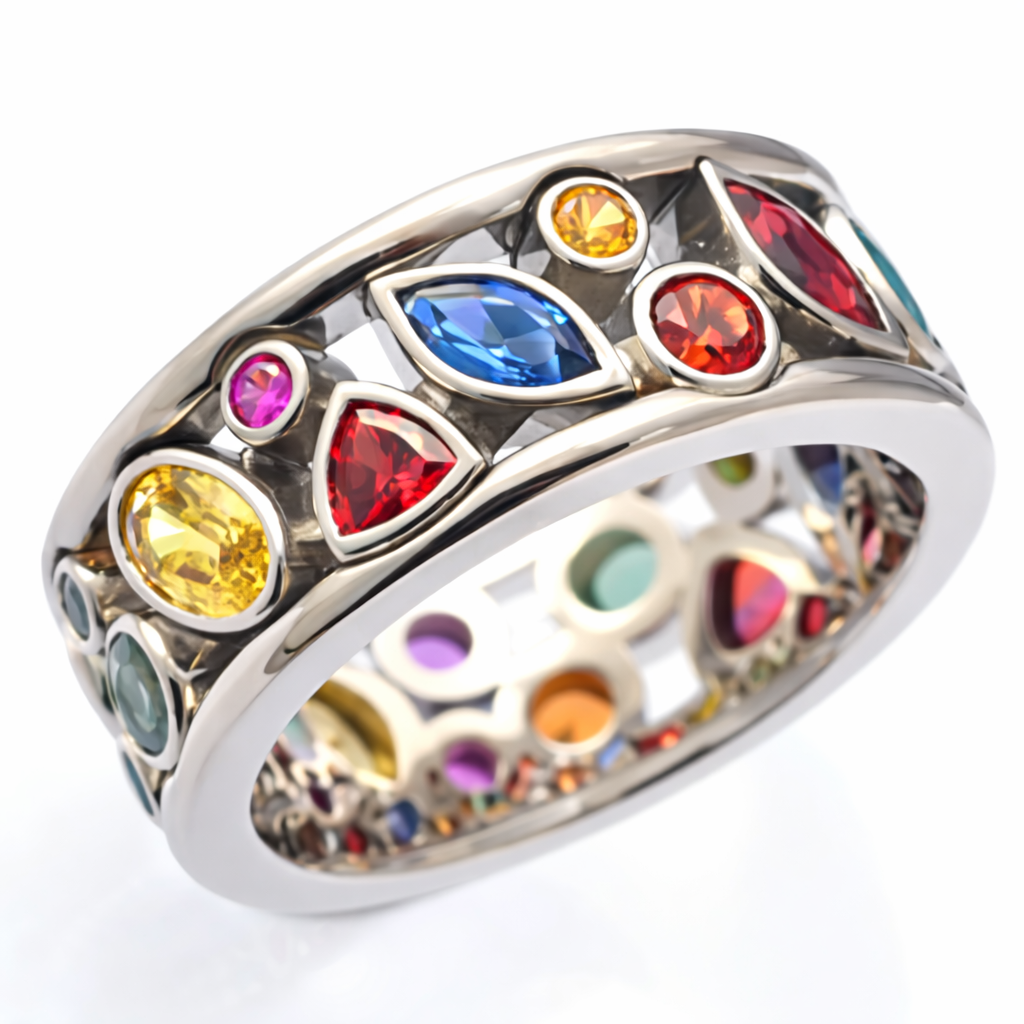Vintage Style Zirconia Wide Band Ring