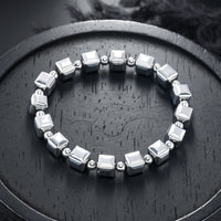 Vintage Minimalist Cubic Silver Plated Bead Bracelet