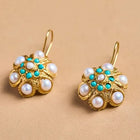 Vintage Turquoise & Pearl Medallion Earrings