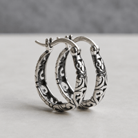 Vintage Irish Celtic Rune Hoop Earrings