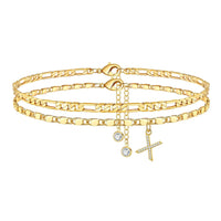 2 Piece Diamond Initial Anklet Set