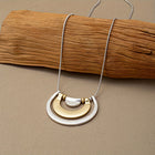 Modern Mixed-Metal Abstract Pendant Necklace
