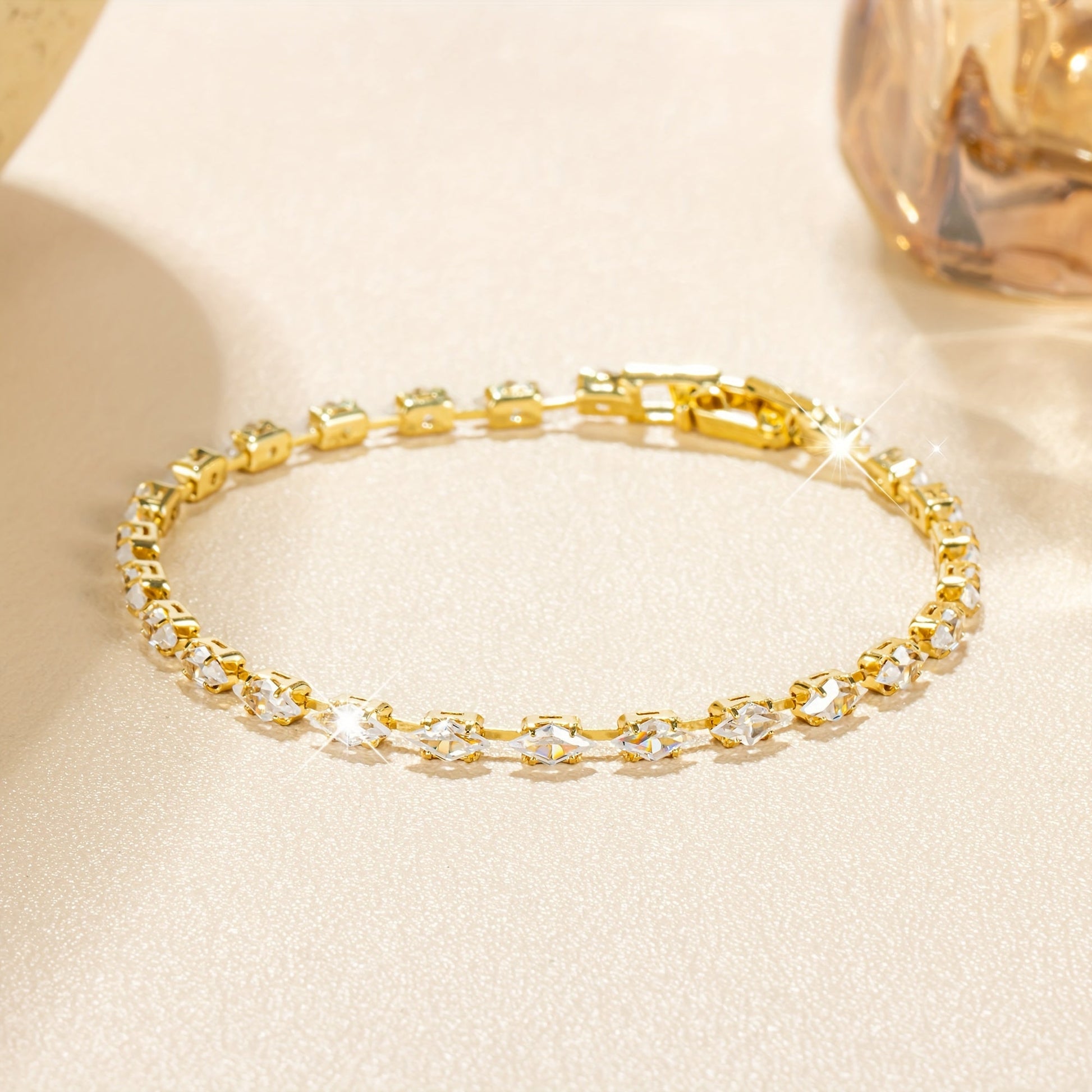 Elegant Zirconia Diamond Gold Plated Tennis Bracelet