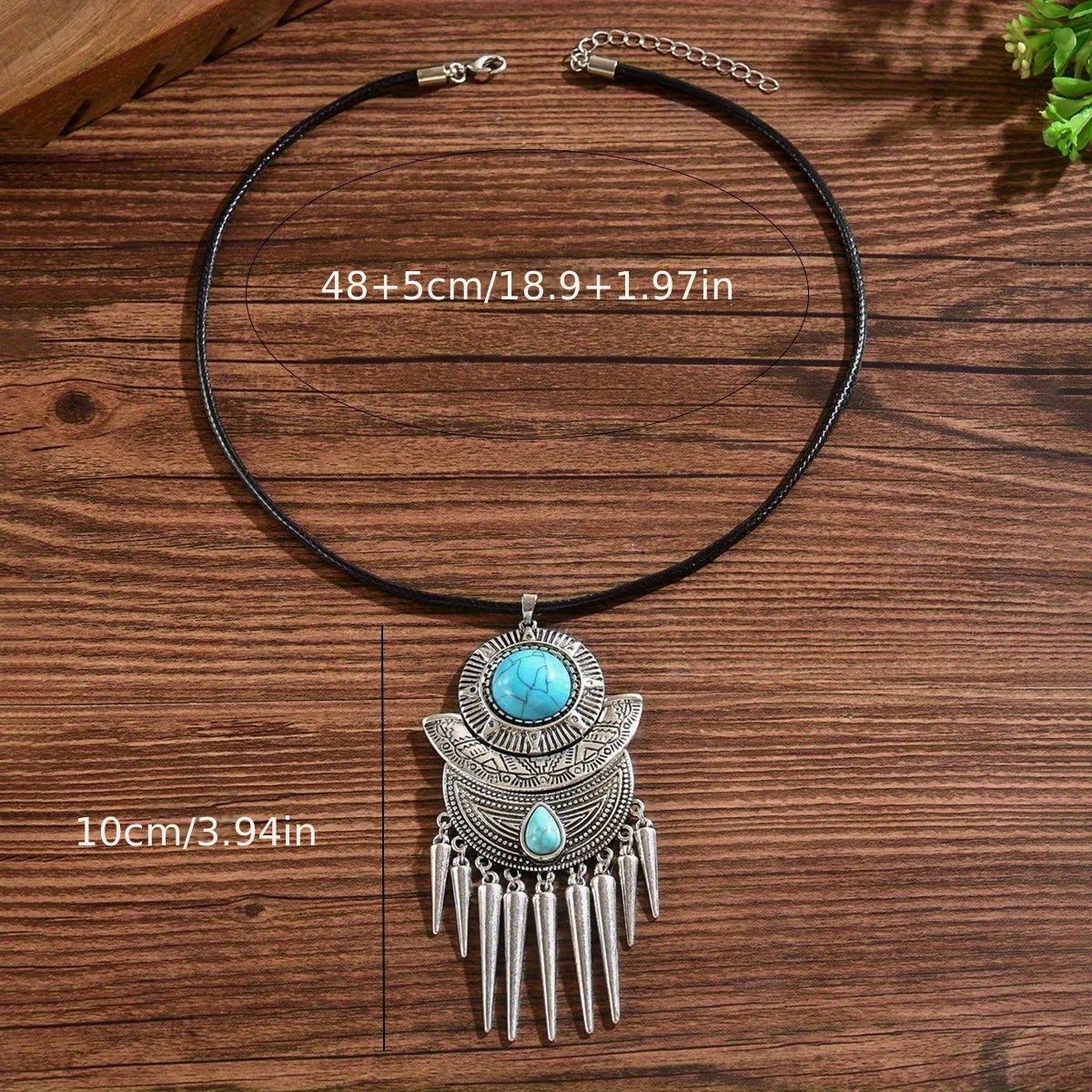 Bohemian Spike Tassel Design Turquoise Pendant Necklace