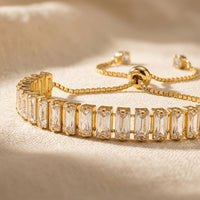 Adjustable Gold Baguette Crystal Tennis Bracelet