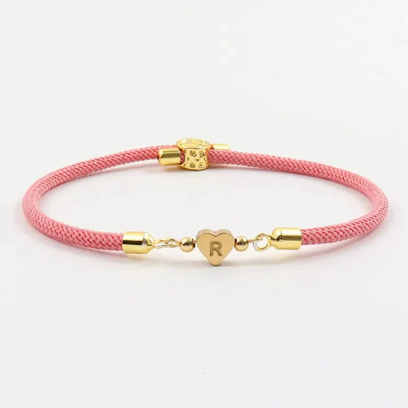 Adjustable Heart Letter Initial Bracelets