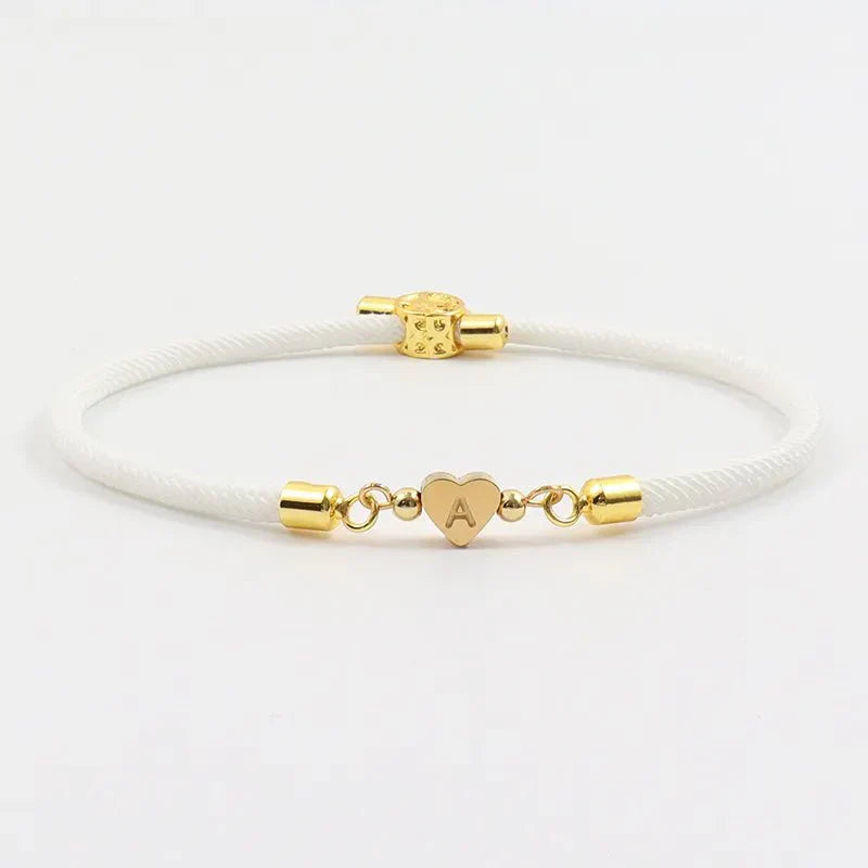 Adjustable Heart Letter Initial Bracelets
