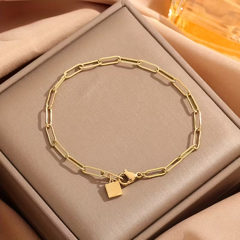 Adjustable Paperclip Gold Bracelet