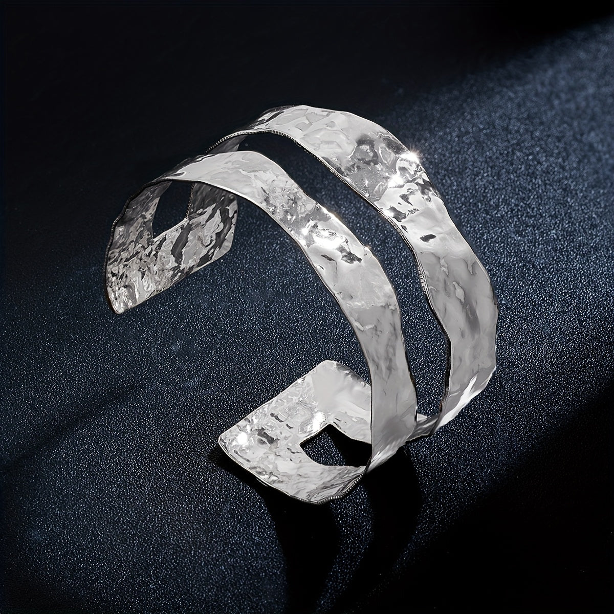 Vintage Stylish Hammered Wide Cuff Bangle Bracelet