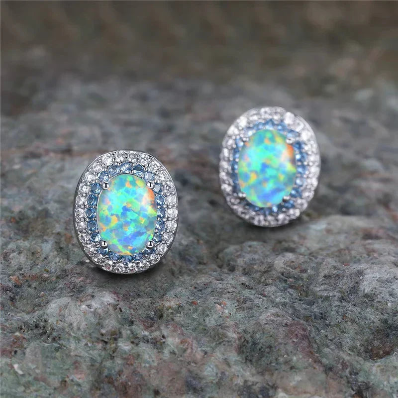Antique Round Turquoise Stone Stud Earrings