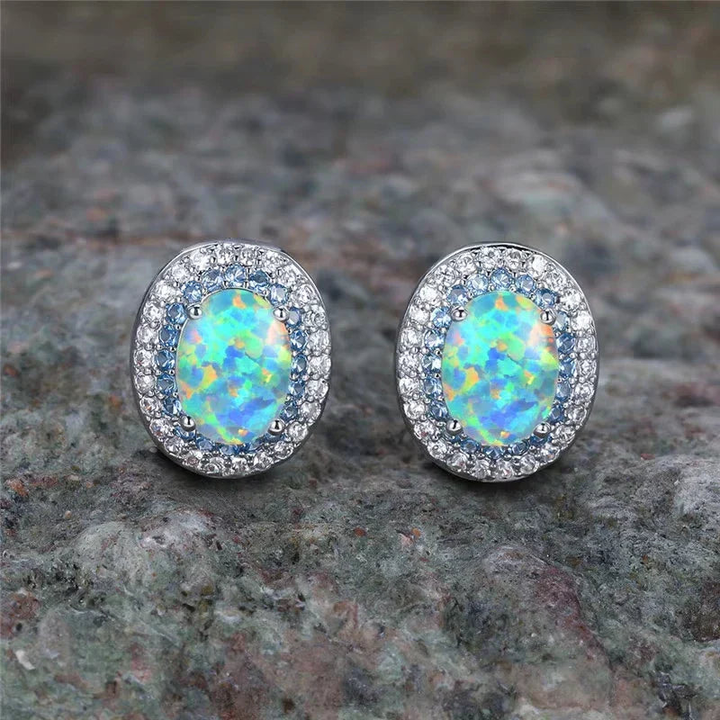 Antique Round Turquoise Stone Stud Earrings