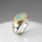Aquamarine Spinner Ring Inspired by Nature Sterling Silver