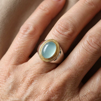 Aquamarine Spinner Ring Inspired by Nature Sterling Silver