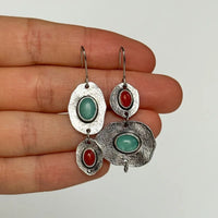 Artisan Silver Multi-Stone Drop Earrings