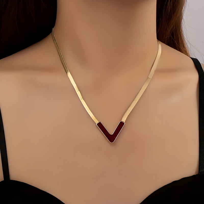 Sleek Minimalist Chain V-Shaped Pendant Necklace