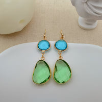 Gold Peridot Minimalist Drop Earrings
