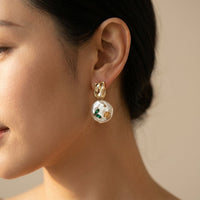Baroque Pearl Gold Floral Green Crystal Earrings