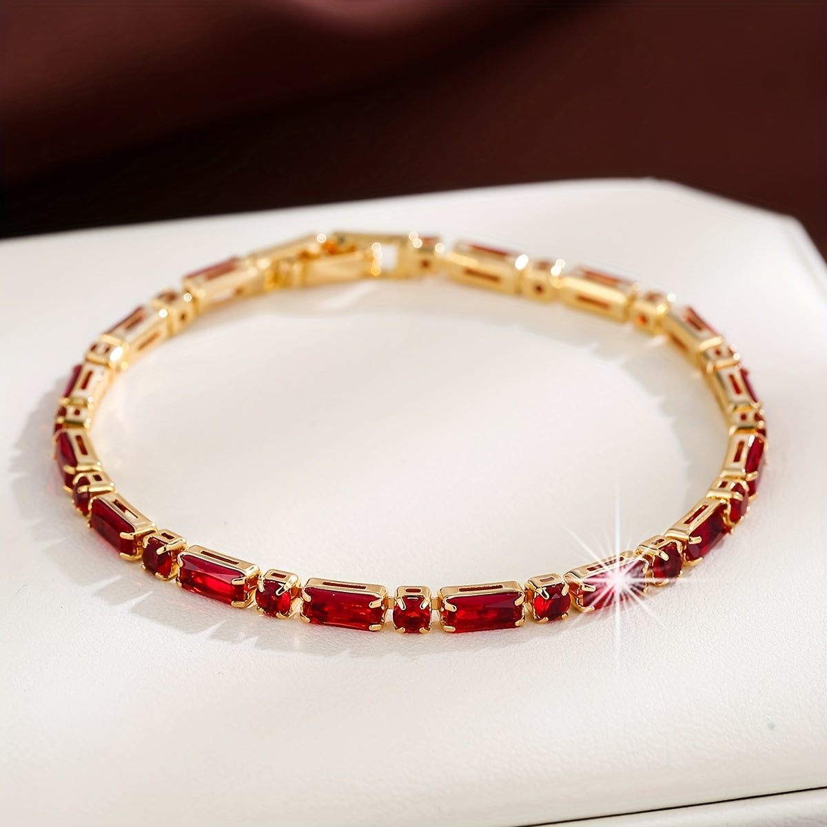 Elegant Vintage Zirconia Ruby Gold Plated Bracelet
