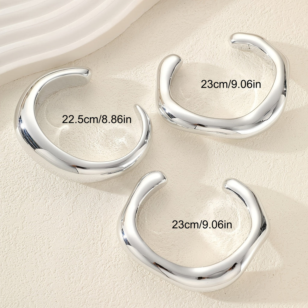 Vintage Sculptural Silver Plated Plastic Bangle Cuff Bracelet