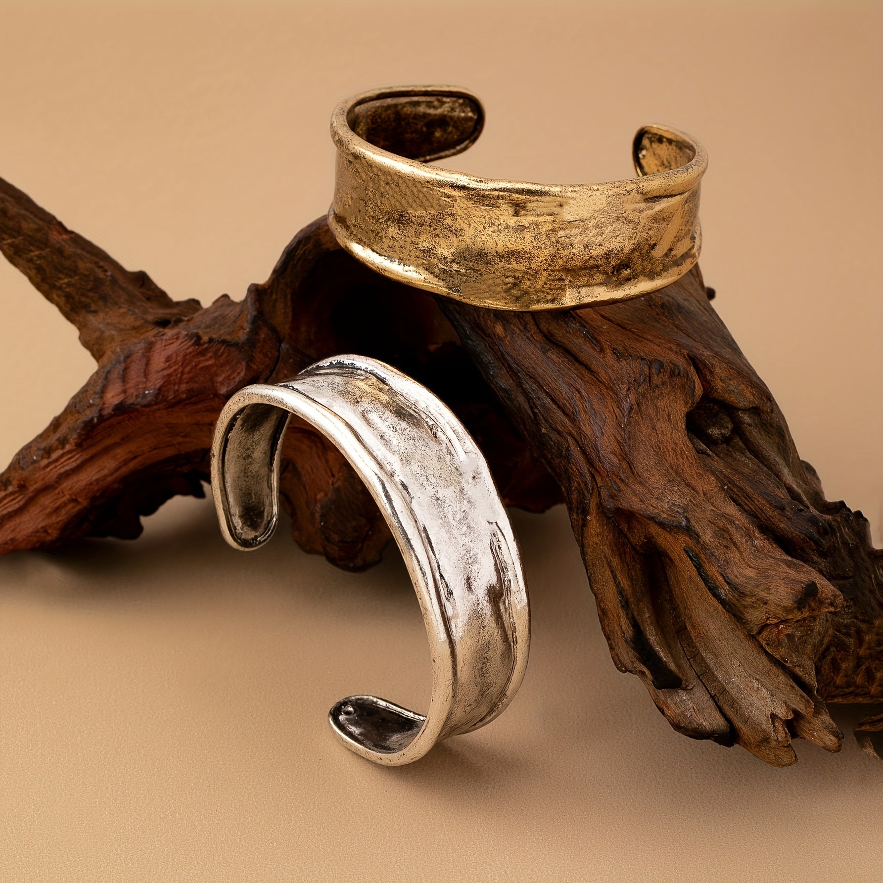 Vintage Minimalist Gold Plated Wide Cuff Bracelet