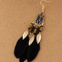 Bohemian Exaggerated Retro Style Feather Earrings