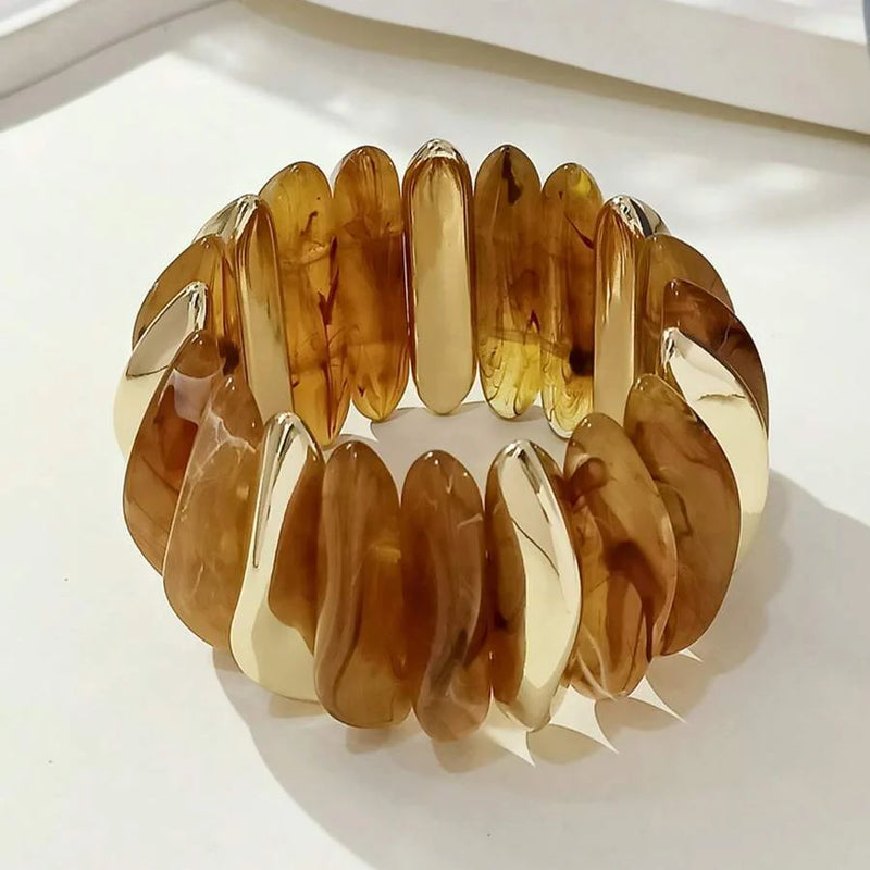 Bohemian Retro Geometric Thick Acrylic Beaded Bracelet