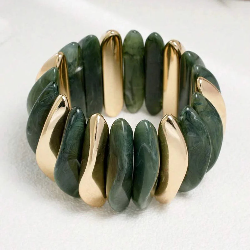 Bohemian Retro Geometric Thick Acrylic Beaded Bracelet