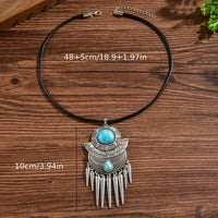 Bohemian Spike Tassel Design Turquoise Pendant Necklace