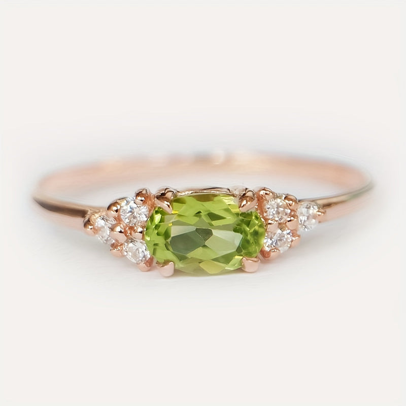 Bohemian Style Classic Oval Zirconia Rose Gold Plated Ring