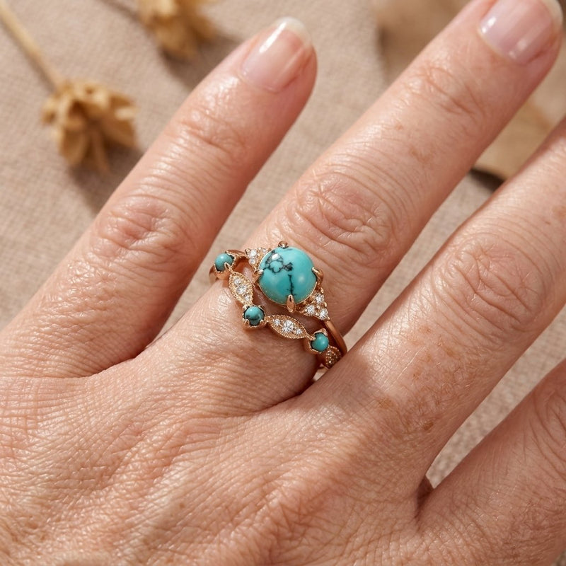 Bohemian Turquoise Ring Set